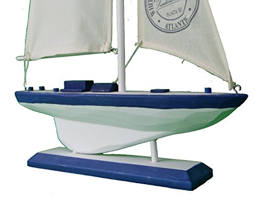 Deko Segelschiff / Boot, Modellschiff, Badezimmerdekoration, Kinderzimmerdekoration – blau/weiss - 2