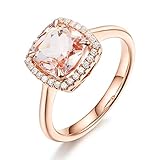 AnazoZ FINERING 18k Gold Damen-Ring Echt Morganit 1.8 Karat Trauringe Eheringe Hochzeit Verlobung für Frauen Ringgr. 54 (17.2) Ringschmuck