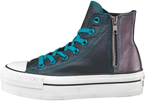 Converse Ladies Hi Platform Zip Trainers, Metallic Blue/Teal (UK 5.5, EU 38)