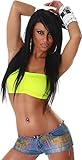  Jela London - Camiseta sin Mangas - Bustier - Liso - Sin Mangas - para Mujer Amarillo Fluorescente Talla única