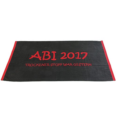 Jacquard Strandlaken Strandtuch ABI 2017 anthrazit kaminrot aus Baumwolle 80x160 Schulabschluss Abitur Geschenkartikel