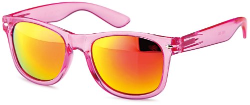 Preisvergleich Produktbild Transparente Sonnenbrillen im wayfarer-style mit verspiegelten Gläsern, Gestell Halb-transparent in trendigen Pasteltönen, Brillentrends 2014