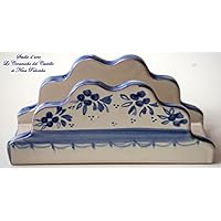 Portatovaglioli Linea Fiori Blu Pezzo Unico Handmade Le Ceramiche del Castello Made in Italy
