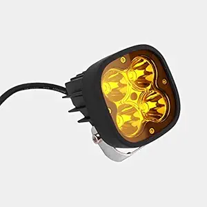 JB RACING HJG 4 LED Square Fog Light with Cap (Yellow) 1 PCs for Bikes.