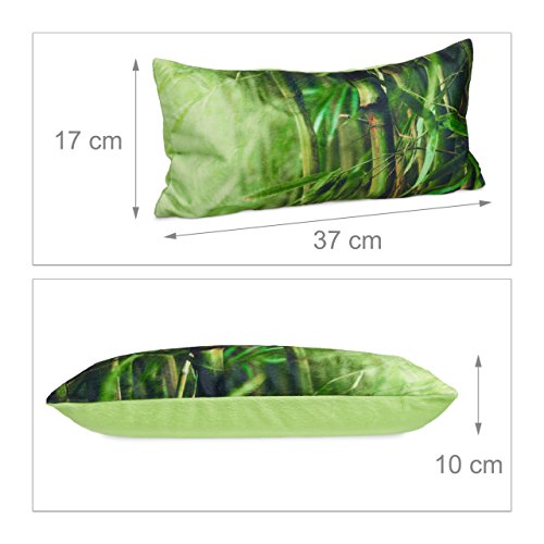 Relaxdays Badewannenkissen Bambus HBT ca. 10 x 37 x 17 cm extra weiches Nackenkissen für die Badewanne mit 2 Saugnäpfen als Wannenkissen oder Reisekissen mit Reißverschluss und waschbarem Bezug, grün - 3