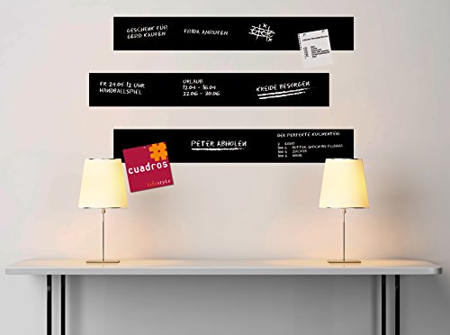 3er Set Selbstklebende und magnetische Tafelfolie/Kreidefolie | Format: 50x7cm | Farbe: schwarz - 5