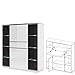 Produktbild Barschrank Barkommode Highboard TOGO mit LED beleuchtung (weiß matt (korpus) / weißglas (fronten) / schwarzglas (obereplatte))