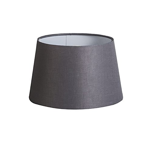 QAZQA Leinen Lampenschirm 25cm rund DS E27 leinen dunkelgrau , Rund konisch Schirm Pendelleuchte, Schirm Stehleuchte,