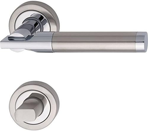 Marc Thor Hesi Door Handle Set with Rosette WC, Chrome-Plated Brass/Stainless Steel, 1910.16 W.219.m