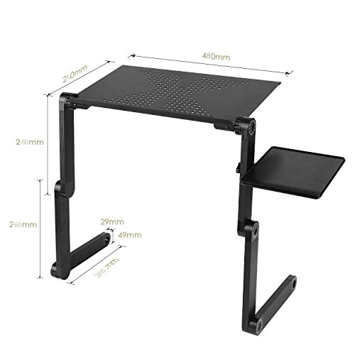 MOERUN Laptop St  nder holderTisch Bett Fr  hst  ck Tablett - Laptoptablett Lese Tisch faltbar mit Luftrillen Ausklappbare Ebenen - Aluminium Notebook