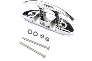 AYNEFY Cornamusa Plegable de Acero Inoxidable para Barco, 11,4 cm, Abatible hacia Arriba, Montaje Empotrado