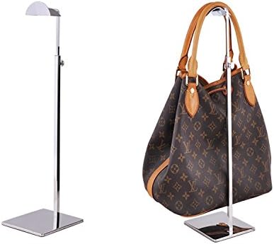 Counter Adjustable Metal Handbag Rack Display Single Side Handbag Display Stand (Shiny Silver) MBD002