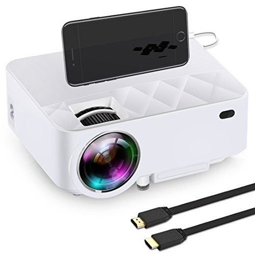Mini Proiettore Yaufey T21 1800 Lumens LED Proiettore Home Theater portatile, nuovo aggiornato Collega a iPhone / iPad tramite cavo USB, Proiettore video supportando 1080P HDMI per Home Cinema TV Smartphone gioco