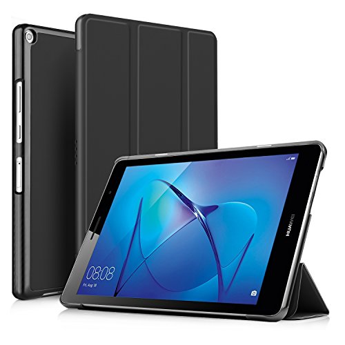 Huawei MediaPad T3 8.0 hülle, IVSO hochwertiges PU Leder Etui hülle Tasche Case - mit Standfunktion, super 360° Anti-Wrestling, ist für Huawei MediaPad T3 8.0 Tablet-PC perfekt geeignet (Schwarz)