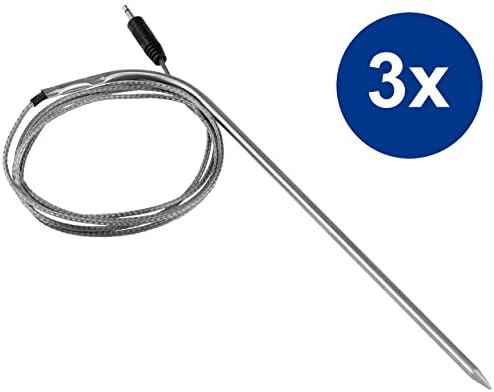 Kazoj, replacement probe for BBQ grill thermometer, roasting thermometer, set of 3