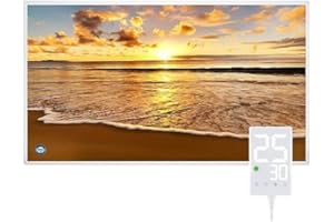 Hocosyme Calefactor Bajo Consumo 600W, Calentador Eléctrico de Bajo Consumo con Termostato Táctil - alcanza los 120 Grados Centígrados en 3 Minutos - 10 Años de Garantía - TÜV - Playa