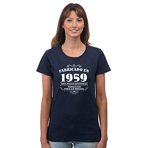 Bang Tidy Clothing Camiseta de Mujer para Regalo de 60 cumpleaños Manufactured 1959 en Azul Marino Talla XXL