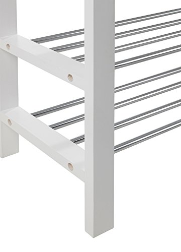 Schuhbank Schuhregal Schuhschrank ULFI 2 | Kiefer massiv | weiß lackiert | 108x47x30 cm - 8