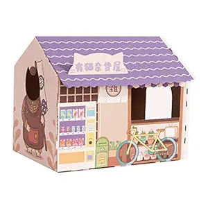 Meri SHOPP Corrugated Cardboard Cat House with Scratching Pad for Training Toy Cats Purple