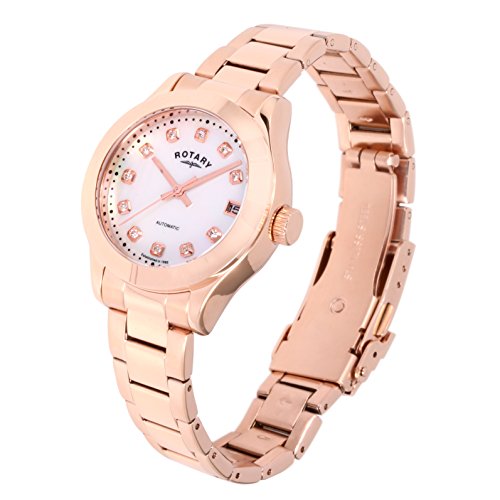Rotary Women's Automotive Watch with White Dial Analogue Display and Rose Gold Stainless Steel Bracelet LB00157/41