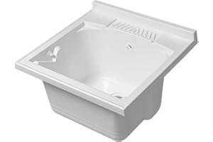 INBAGNO Lavatoio-Lavapanni in Resina, Bianco, 45x50-45x60-50x50-60x50-60x60, Ideale per Installazione su Mobile o Piano da appoggio (50x50)