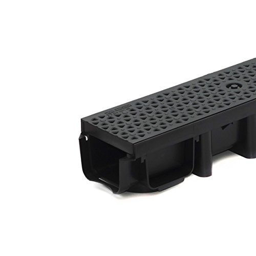 9m Entwässerungsrinne für modulares System A15 98mm, komplett Stegrost Kunststoff , Schwarz Decor - 2