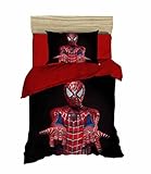 Spiderman pour enfant Housse de couette Ensemble 100% coton Twin pour lit Taille pour enfant 3d Housse de couette Spiderman Parure de lit pour enfant sur le thème 3 pcs non Doudou