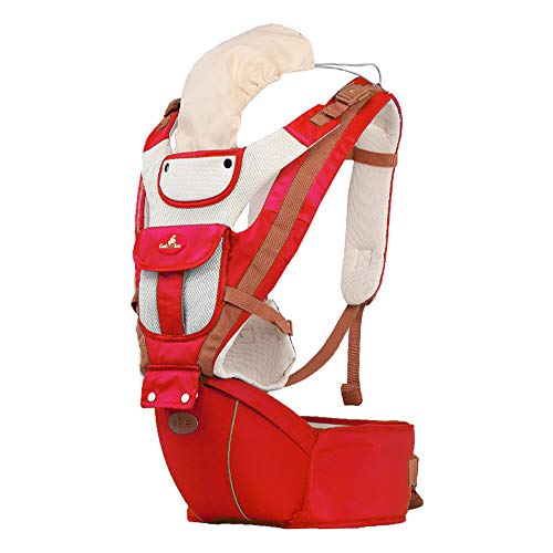 Preisvergleich Produktbild Tragetuch Multifunktionssitz Ergonomischer Babyrucksack 0-36 Monate Vier Jahreszeiten Artefakt mit Sonnenschutz Windundurchlässige Kappe,Red