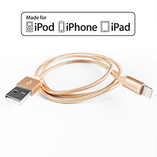 USB Kabel mit Lightning Stecker (Apple zertifiziert) Lade- und Datenkabel für iPhone 5 5C 6S 7 Plus SE iPad mini 3 4 Pro Air 2 – 1,8 m von CABBRIX (gold) - 2