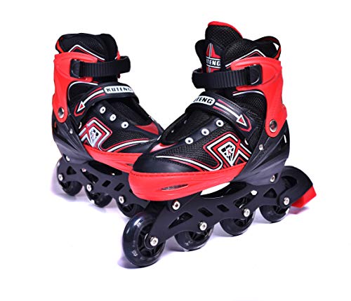 IRIS Adjustable Inline Skates Kuteng IR-201 Size 1-3 UK, Small (Red, 1 Pair)