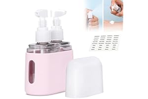 BEHOUND Mini Shampoo Dispenser Portable Travel Bottle Set, Mini Travel Shampoo and Conditioner Dispenser, Travel Containers with Labels for Toiletries, Travel Bottles for Toiletries (2 in 1,Pink)