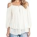 Produktbild Maovii Damen Sommer Elegant Mode Lässig Shirt Doppel Chiffon Loose Blusen Tops Mit Halter Straps Blouse off Schulter Hemd (EU 40(Herstellergröße:L)