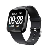 WShijie Sport Fitness Tracker Blutdruck Herzfrequenz Smart Watch Sport Schrittzähler Blutsauerstoffsättigung Sport Armband Wasserdichte Bluetooth,Black