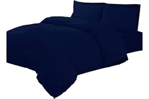 Linens World 200 Thread Count 100% Egyptian Cotton Duvet Quilt Cover Bedding Sets with Pillow cases (Navy, King)