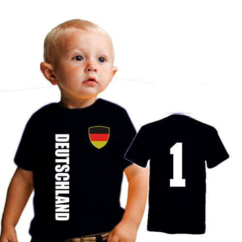 Deutschland BABY EM T-Shirt – Trikot Look – Gr. 56-86 – schwarz (80/86)