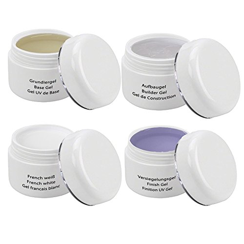 UV Gel Set Classic 4 x 30ml - Grundiergel, Aufbaugel, Frenchgel, Finishgel