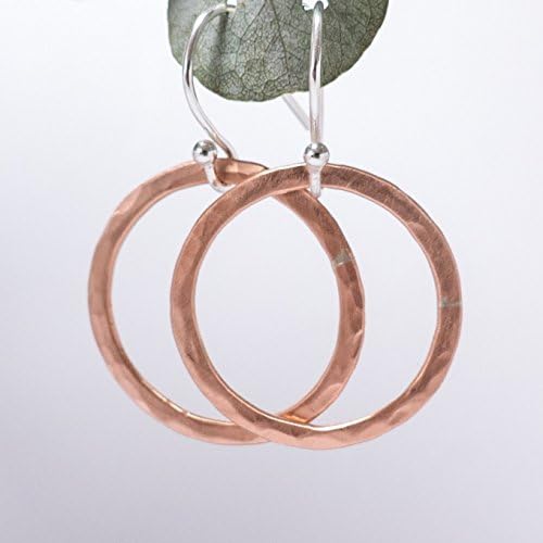 Large Copper and Sterling Silver Hoop Earrings