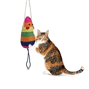 Jainsons Pet Products Cat Scratching Post Natural Sisal Rope Rat Shape Cat Scratching Wall Mounted Cat Scratching Post for Cat and Kitten