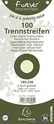 Exacompta Paquet 100 fiches intercalaires horizontales unies perforees forever - 105x240mm