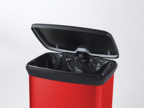 Curver 02162-931-00 Abfallbehälter Deco B Metallics mit Pedal, 50 L, rot / schwarz - 5
