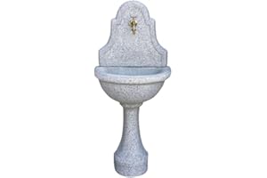 ARREDO STOCK Fontana a muro sabbiata in cemento color grigio, 53x35x120 cm