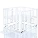 Wooden Baby Playpen 100x100 cm Niklas white - base covered with PVC foil and height adjustable - 4 wheels