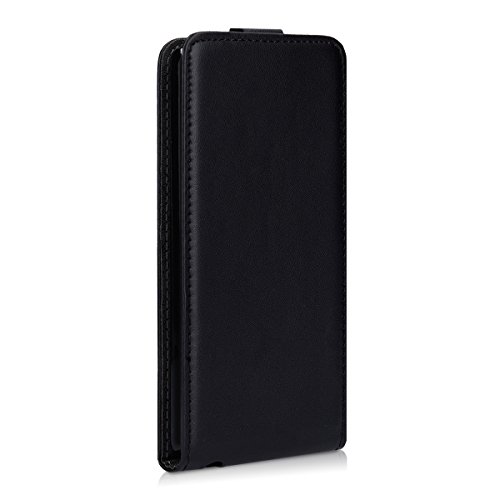 kwmobile Funda para bq Aquaris U Plus - Flip Case para m  vil en cuero sint  tico - Cover plegable negro