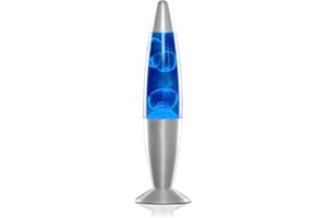 InnovaGoods® Lampara de Lava, Lámpara de Lava Relajante, Lamparas de mesita de noche, Funciona con una bombilla R39 de 25W, ideal para habitación, Salón, Sala de estar. (Color Azul)