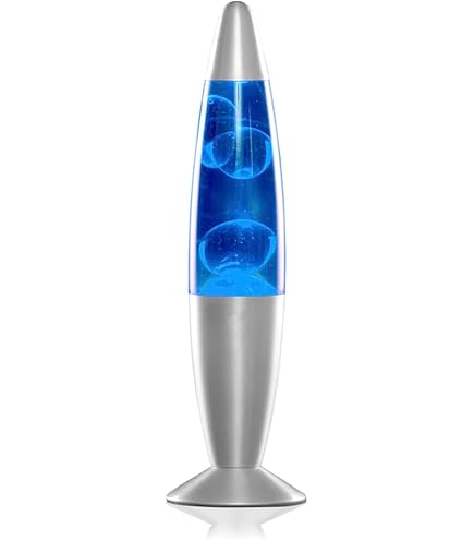 Fisura - Lavalamp uit de jaren 70. Lavalamp met Diferent Base en Vloeistof. 2 Lava lamp inbegrepen. 11,5 cm x 11,5 cm x 40 cm. UK Plug. (zwart en blauw