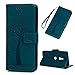 Produktbild Flip Handy Schutzhülle für Sony Xperia XZ3, PU Leder Folio Brieftasche Wallet Klappetui Weich TPU Silikon Stoßfest Bumper Case Cover (Blau), Prägung mit Eulenbaum Muster, Card Slot Holder Folding Kickstand Magnetic Closure Design, Anti Fingerabdruck Anti Kratzer