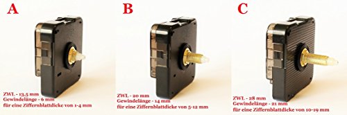 Quarz Uhrwerk Schleichendes Flüsterleises lautlos kein Ticken Uhrzeigerset Zeiger Reparatur 98 (gewindelänge: 14 mm, silber) - 3