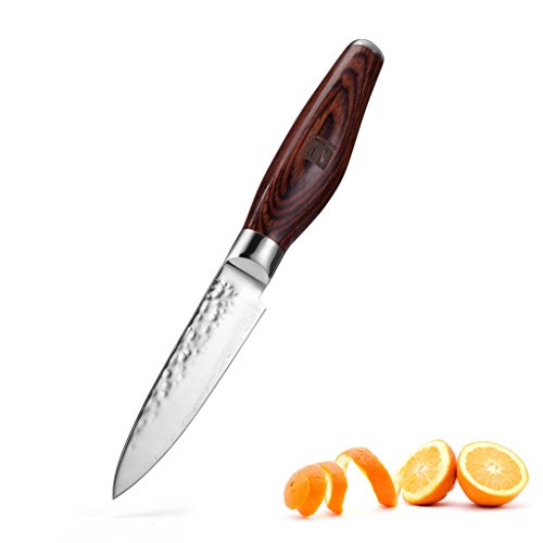 A.P. Donovan - Damast-Messer Küchenmesser Damastener Stahl Obstmesser Gemüsemesser Schälmesser Kochmesser 9cm - Pakkaholz