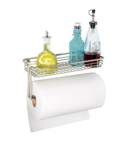mDesign Küchenrollenhalter Wand - Halter für Papierrollen in Küche oder Bad - an der Wand zu befestigen - Farbe: Stahl satiniert - Länge: 31 cm