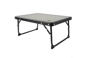 AKTIVE Camping- Table de Camping Basse Pliante Structure Acier, Table de Camping Pliable Légère et Compacte, Protections Anti-Retournement, 60X40X25 cm, Noir et Gris